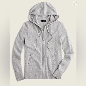 J Crew Cashmere and Cotton Gray Zip-Up Hoodie